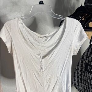 Joah Brown Cream Drape Neck Blouse